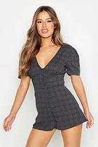 Boohoo Petite Self Fabric Button Up Playsuit