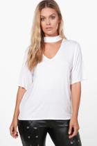 Boohoo Plus Maria Deep V Boyfriend Tunic White