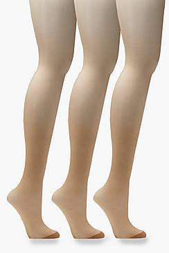 Boohoo Nudes Collection 20 Denier 3 Pack Tights - Tan