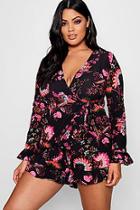 Boohoo Plus Anna Floral Woven Playsuit