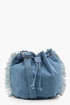Boohoo Gracie Fringed Denim Duffle