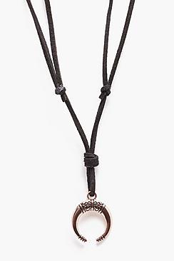 Boohoo Layered Necklace With Half Moon Pendant