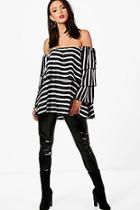 Boohoo Tall Stripe Woven Off The Shoulder Top