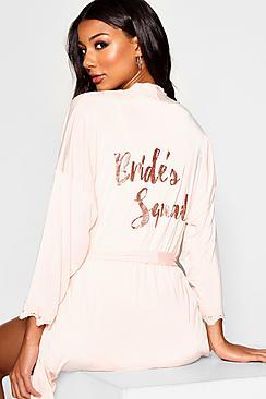Boohoo Glitter Brides Squad Robe