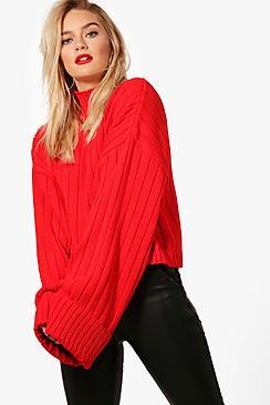 Boohoo Sophie Maxi Sleeve Wide Rib Jumper