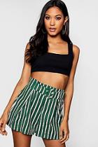 Boohoo Striped Belted Shorts