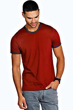 Boohoo Crew Neck T Shirt With Contrast Neck & Cuff