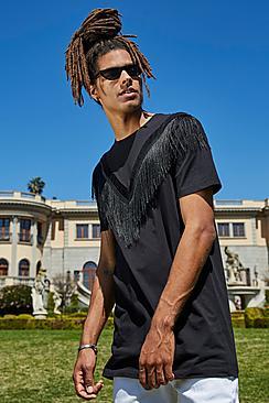 Boohoo French Montana Super Longline Tassel T-shirt