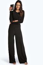Boohoo Aaliyah Slinky Top Knot Palazzo Co Ord Set
