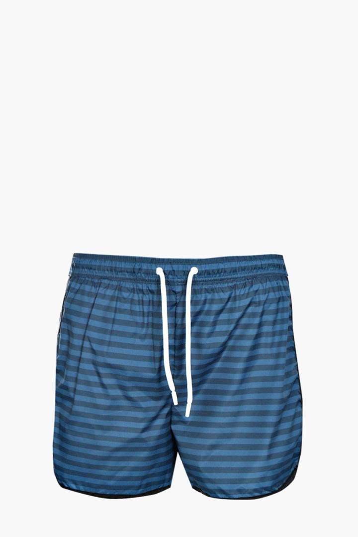 Boohoo Horizontal Stripe Print Swim Short Navy