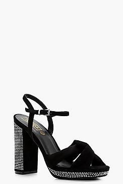 Boohoo Anna Diamante Platform Heels