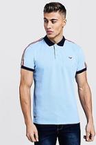Boohoo Muscle Fit Pique Polo With Tape Detail
