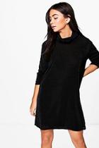 Boohoo Ray Slinky High Cowl Neck Shift Dress