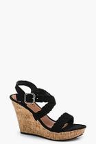 Boohoo Lacey Plaited Cross Strap Wedges