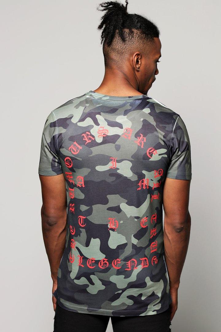 Boohoo Camo T-shirt With Back Print Red