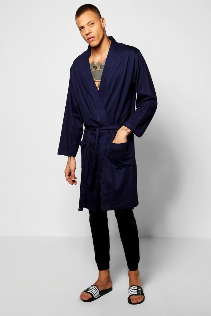 Boohoo Kimono Robe Navy