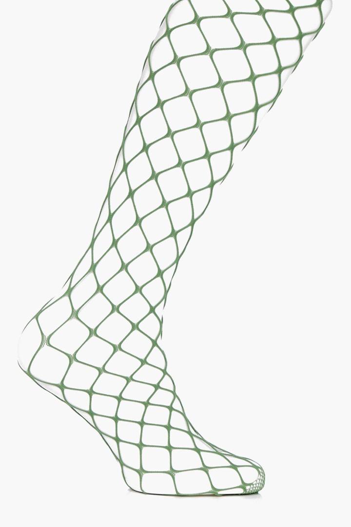Boohoo Lucia Khaki Diamond Fishnet Tights Khaki