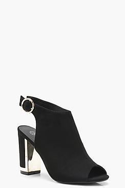 Boohoo Imogen Wide Fit Metallic Heel Clip Shoe Boots