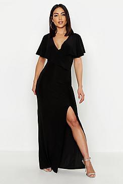 Boohoo Wrap Over Slinky Maxi Dress