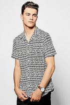 Boohoo Mono Print Short Sleeve Revere Collar Shirt