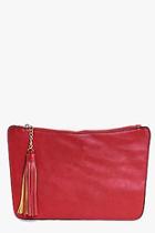 Boohoo Alisha Curve Zip Tassel Clutch Bag