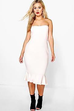 Boohoo Plus Carey Premium Frill Hem Midi Dress