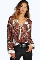 Boohoo Sheryl Zip Paisley Tunic Multi