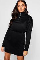 Boohoo Zip High Neck Sweatshirt Dress