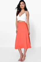 Boohoo Arianna Plain Full Circle Midi Skirt Orange