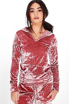 Boohoo Megan Crushed Velvet Hoodie