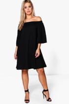 Boohoo Plus Maya Off The Shoulder Swing Dress Black