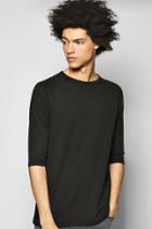 Boohoo 3/4 Sleeve Raglan Longline T-shirt Black