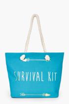 Boohoo Alyssa Survival Kit Arrows Beach Bag Turquoise