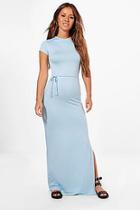 Boohoo Petite Sara Cap Sleeve Tie Waist Maxi Dress