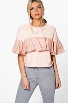 Boohoo Isabelle Frill Front Jersey Top