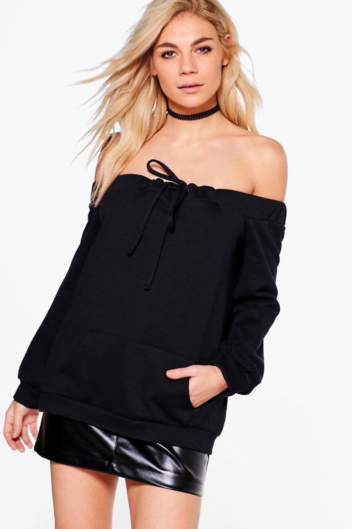 Boohoo Molly Bardot Sweatshirt Black