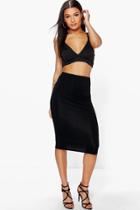 Boohoo Alexis Basic Jersey Midi Skirt Black