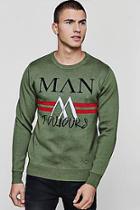 Boohoo Man Slogan Intarsia Knit Jumper