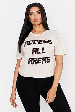Boohoo Plus Oversized Slogan Band T-shirt