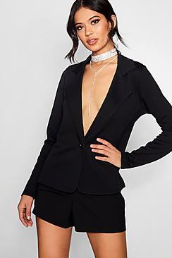 Boohoo Bella Button Front Basic Blazer