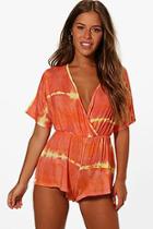 Boohoo Petite Victoria Tie Dye Kimono Playsuit