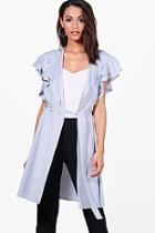Boohoo Ruby Ruffle Belted Duster