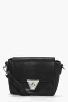 Boohoo Millie Mini Lock Front Cross Body Bag Black