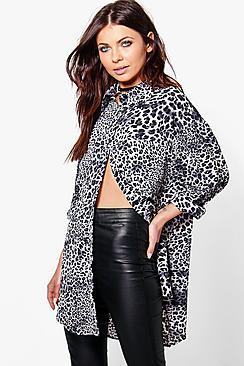 Boohoo Ellie Leopard Print Oversized Shirt