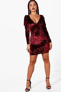 Boohoo Rosie Velvet Sweetheart Neck Bodycon Dress