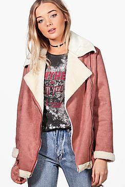 Boohoo Poppy Boutique Bonded Aviator Jacket