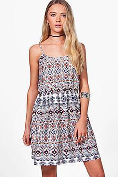 Boohoo Lauren Aztec Print Strappy Sun Dress