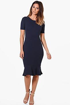 Boohoo Aylin Frill Hem Midi Dress