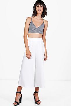 Boohoo Samira Pleat Front Wide Leg Crepe Culottes