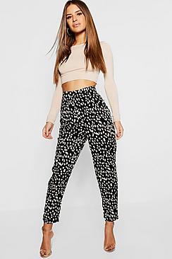 Boohoo Petite Dalmatian Print Tapered Trouser
